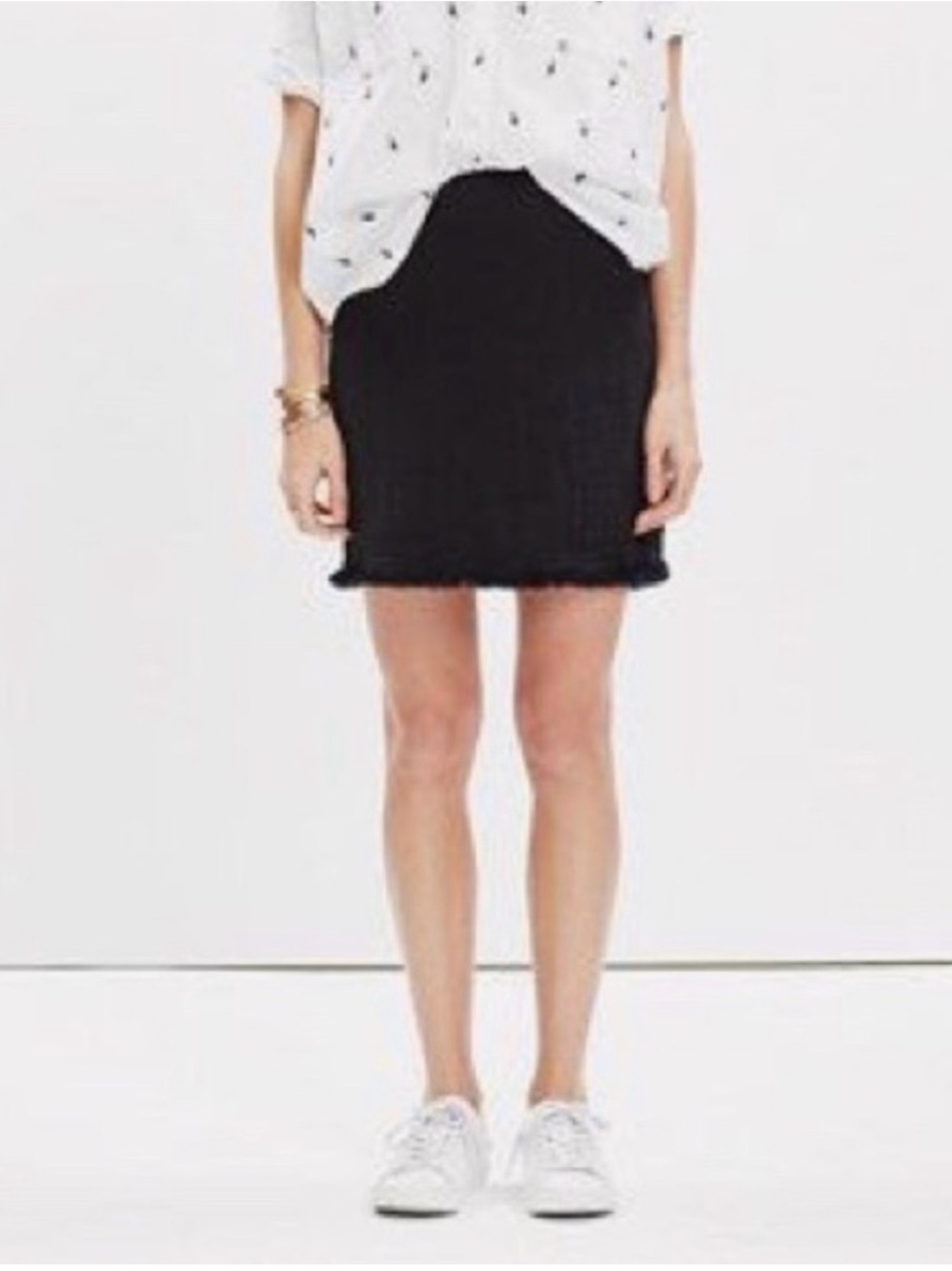 Madewell Black Hideaway Fringe Cotton Mini Skirt size 4
